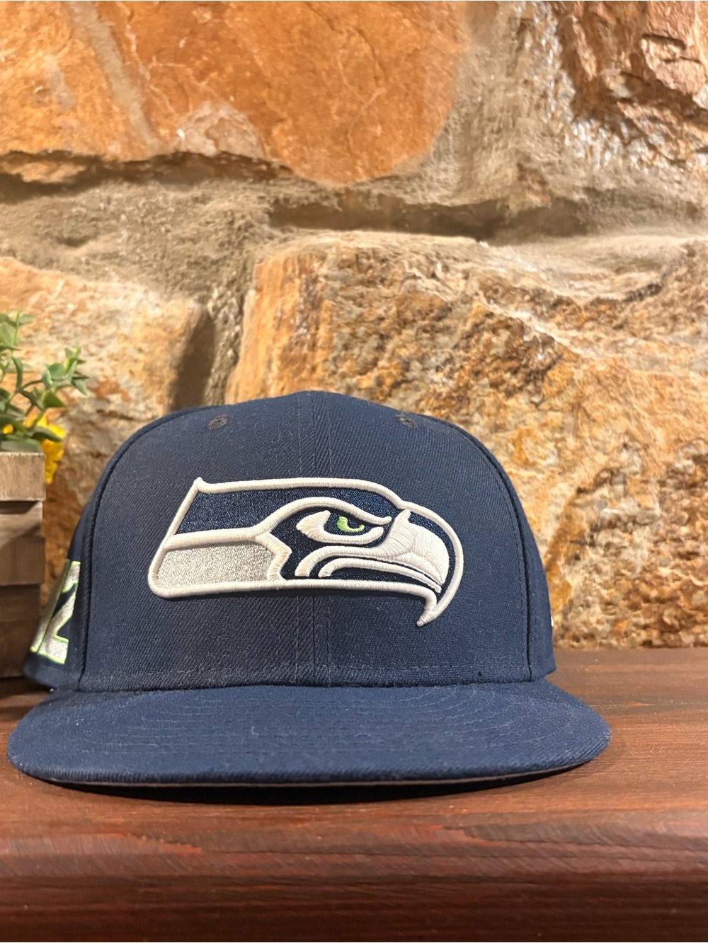 New Era Navy Seattle Seahawks Snapback Hat with White & Green Logo